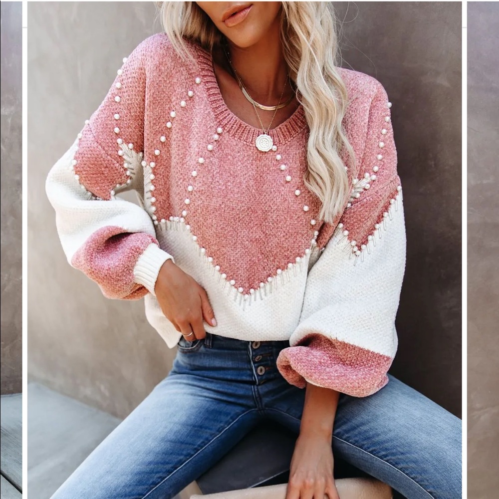 Vici Vivianna pearl embellished, soft sweater - Small